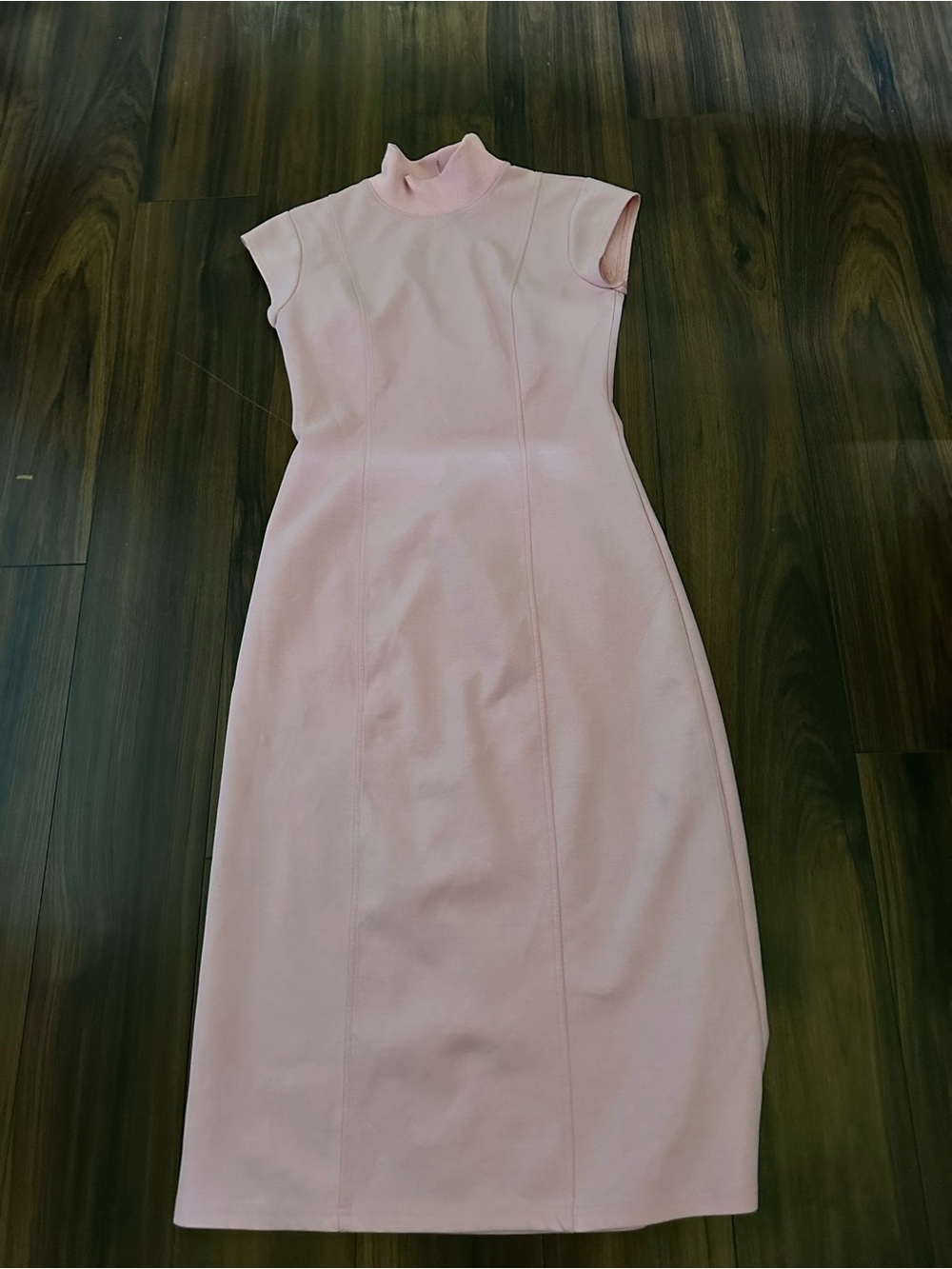 entro Light Pink Mock Neck Sleeveless Midi Dress